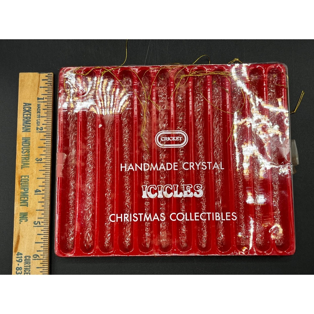 Vtg Cricket Handmade Crystal Icicles Christmas Collectibles 12 Pc Twisted 5.5"